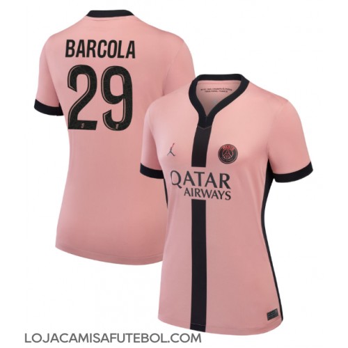 Camisa de Futebol Paris Saint-Germain Bradley Barcola #29 Equipamento Alternativo Mulheres 2024-25 Manga Curta